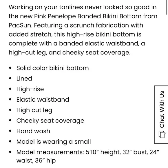 NWOT PacSun Pink Penelope Banded Triangle Bikini Bottoms Size Small - Picture 5 of 5